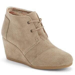 Toms Beige Suede Wedges, size 7